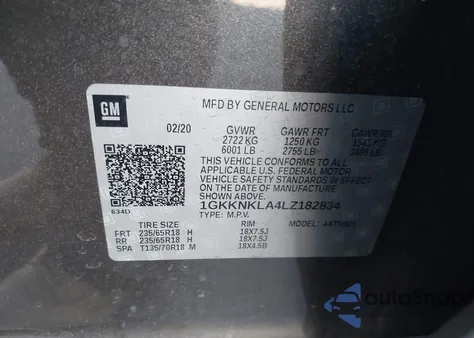 2020 GMC Acadia Fwd Sle from USA, damaged, VIN 1GKKNKLA4LZ182834